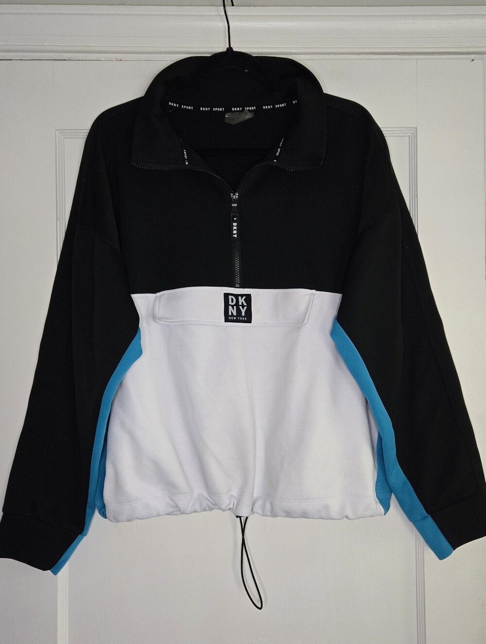 DKNY Sport Blue, White & Black Half Zip Athletic Sweatshirt Women's XX-Large